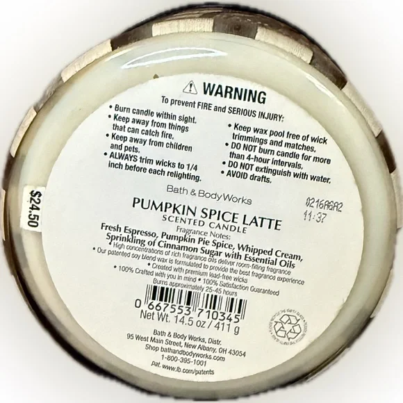 🎃BATH AND BODY WORKS🎃Pumpkin Spice Latte 3-Wick Candle/NWT - Picture 6 of 6